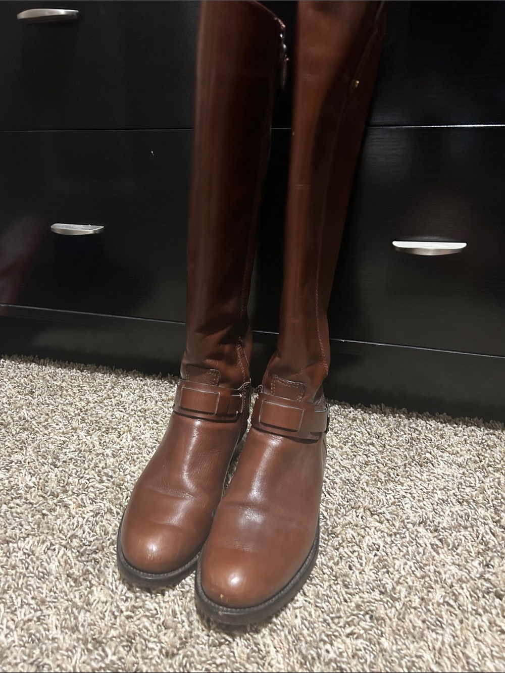 Tory Burch Brown Leather Knee-High Rain Boots